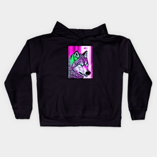 wolf cyberpunk full color Kids Hoodie